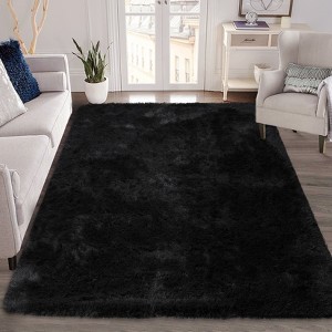Fluffy Shaggy Rug: Tie-Dyed Furry Non-Shedding Plush Rug – Fuzzy Accent Carpet for Living Room, Bedroom | Soft Feet-Friendly Home Decor Floor Cover - 1 of 4