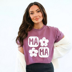 Simply Sage Market Women's Mama Square Flower Grunge Short Sleeve Garment Dyed Tee - 1 of 4