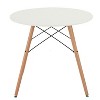 HomeRoots 32" White and Natural Wood Round Top Dining Table - 4 of 4