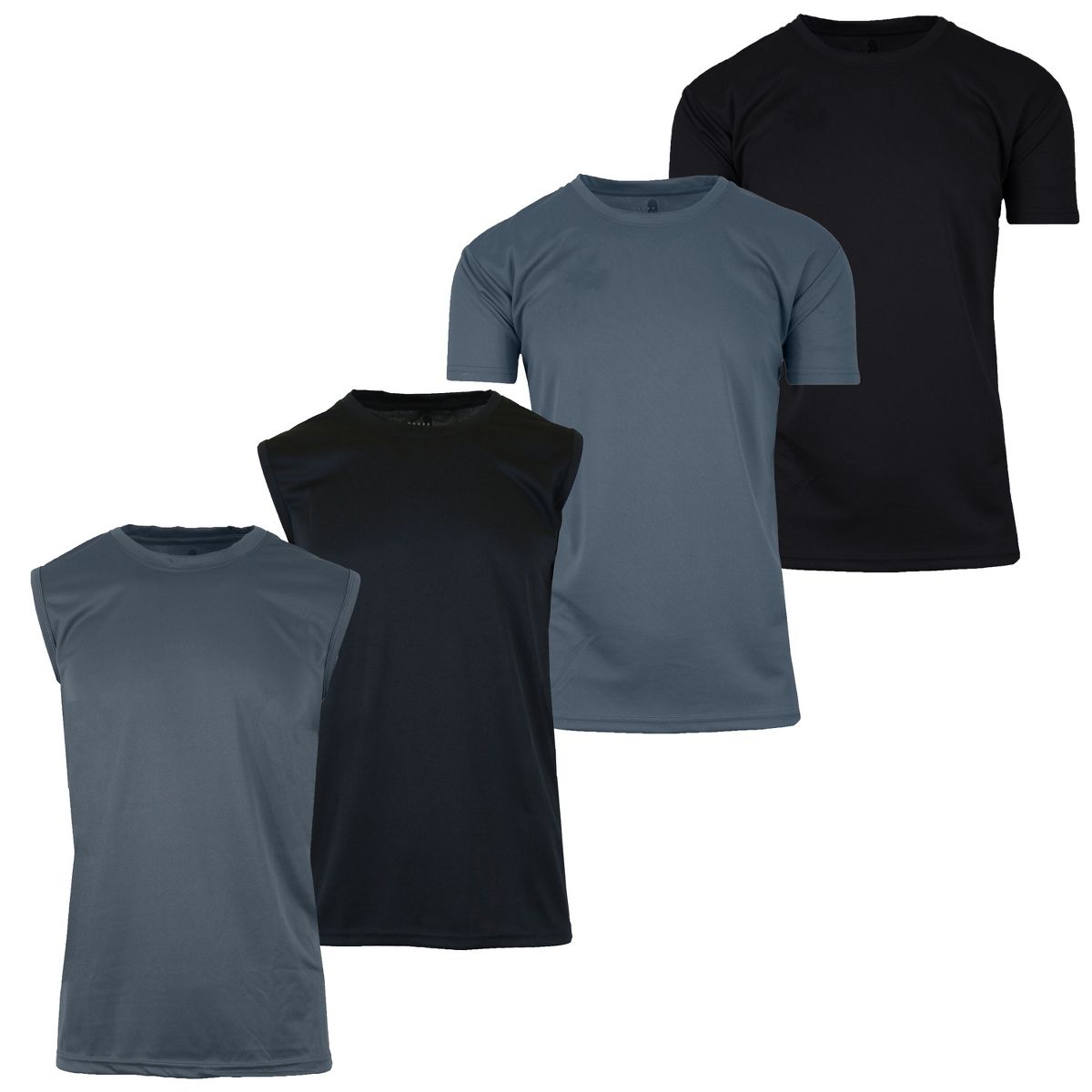 Galaxy By Harvic Men's Performance Moisture-Wicking Active Short Sleeve and Muscle Tees Set-4 Pack