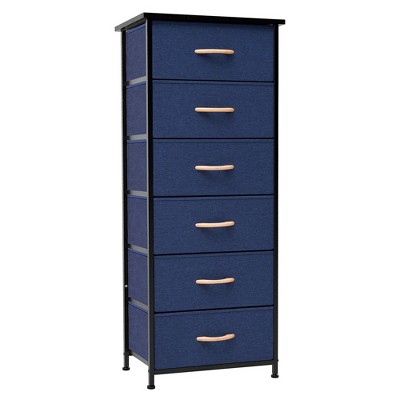 Crestlive Products Vertical Dresser for Bedroom Storage Tower with Sturdy Steel Frame Wood Top Easy Pull Fabric Bins