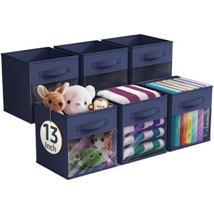 Sorbus 13 Inch 6 Pack Collapsible Fabric Storage Bins with Clear Window - for Organizing Clothes, Toys, Books, Shelves, Closets & more - 1 of 4