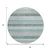 Teal Blue And Ivory Striped Washable Indoor Outdoor Area Rug - 3 of 4
