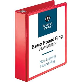 Business Source View Binder Round Ring 2" Red 09968