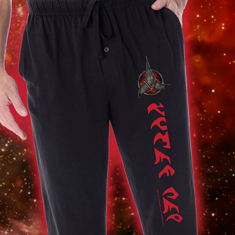 Star Trek The Next Generation Men's Klingon Tlhingan Mah Lounge Pajama Pants Black, 3 of 4
