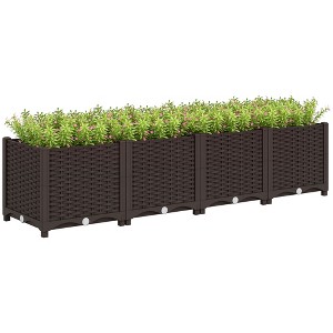 Outsunny Raised Flower Bed, Plastic Planter Box with Drainage Holes for Vegetables, Herbs, Flowers & Succulents - 1 of 4