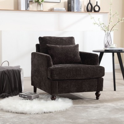 Deja Wood Frame Chenille Accent Chair, Modern Armchair for Living Room - Maison Boucle