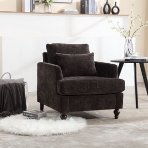 Deja Wood Frame Chenille Accent Chair, Modern Armchair for Living Room - Maison Boucle - 1 of 4
