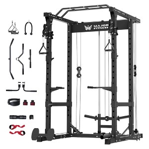 Major Fitness Drone 1 Power Cage, Multi-Function Home Gym Strength Training Rack with Pull-Up Bar, Cable Crossover System, and J-Hooks, Black - 1 of 4