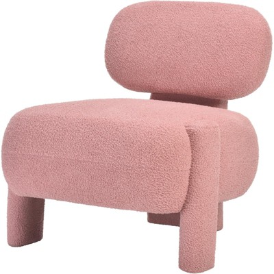 Fontoi Accent Chairs, Armless Accent Chair for Living Room with Comfy Seat Backrest, Modern Upholstered Accent Chair, Pink, 27.1"*26.4"*16.3"