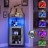 Corner Bar Cabinet, 61" Farmhouse Wine Rack with LED Light, Detachable 5-Tier Industrial Cabinet with Glass Holder & Adjustable Shelves-Grey - 4 of 4