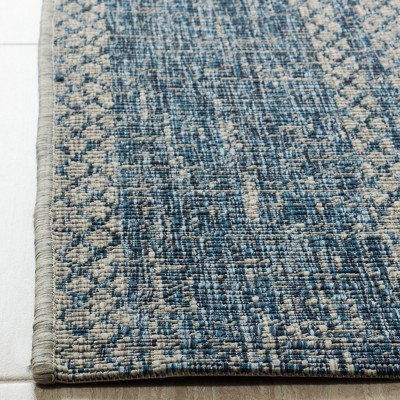 Light Grey/Blue Synthetic Easy-Care Rectangular Area Rug