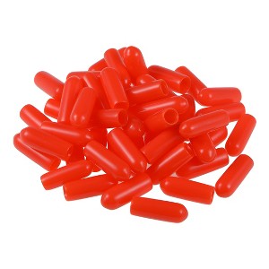 Unique Bargains Rubber Vinyl Round Tube Bolt Thread Protectors End Caps Cover Red 50 Pcs - 1 of 4