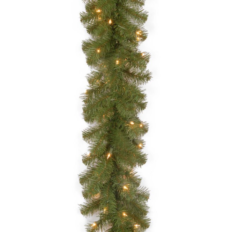 National Tree Company Pre-Lit Artificial Christmas Garland, Green, North Valley Spruce, Dual Color LED Lights, Plug In, Christmas Collection, 9 Feet, 1 of 8
