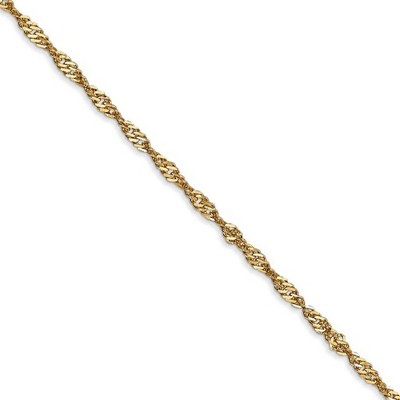 Black Bow Jewelry 1.9mm 14k Yellow Gold Diamond Cut Singapore Chain Necklace