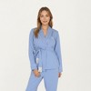 Anna-Kaci Lounge Women's 2-Piece Set Belted Wrap Top and Relaxed Fit Pants Pajama Set with Shawl Collar and Soft Fabric - 2 of 4