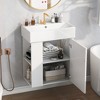 Vynxaria 21.6" White Modern Floating Bathroom Storage Cabinet with Left side storage - 4 of 4