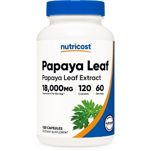 Nutricost Papaya Leaf Extract (18,000mg Equivalent) 120 Vegan Capsules - GMO-Free, Gluten Free, 60 Servings - 1 of 4