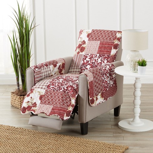 Great Bay Home Patchwork Scalloped Printed Recliner Protector - Taupe