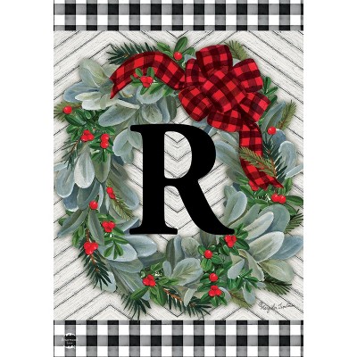Briarwood Lane Winter Garden Flag 12x18 For Outdoor Winter Wreath Monogram Letter R For Winter Garden Flag Flags For Outside