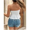Women's White Smocked Bandeau Peplum Top Strapless Ruffle Hem Tube Top - 2 of 4