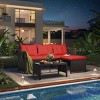 EROMMY 3 Piece Outdoor Patio Furniture Set, All-Weather PE Rattan Sofa Set With Glass Table & Cushions, Perfect For Garden, Poolside, Yard - 4 of 4