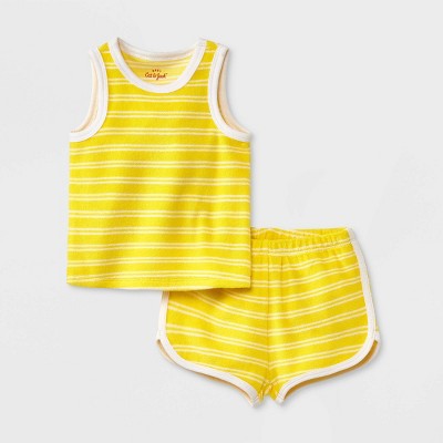 Image of Baby 2pc Terry Tank Top & Bottom Set - Cat & Jack™ Yellow 6-9M