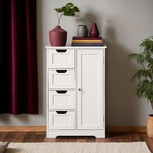 VANIRROR Bathroom Floor Cabinet, Small Freestanding Storage Cabinet with Doors and Drawers, Entryway Cabinet Home Storage for Living Room - 1 of 4
