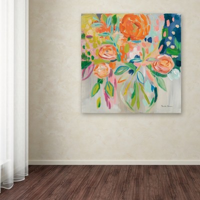 Farida Zaman Summer Orange Floral 35'' x 35'' Canvas Art