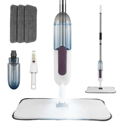 NewHome"Microfiber Spray Mop with 3 Washable Pads & 12oz Refillable Bottle for Hardwood, Tile & Laminate"White