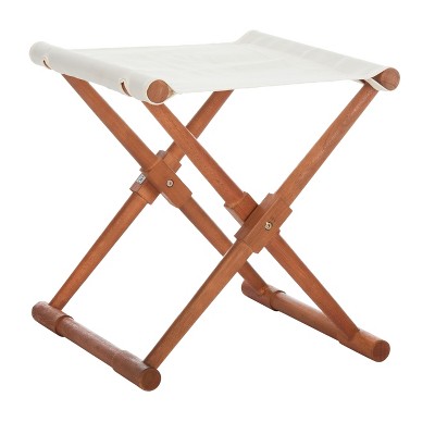 Breanne 17'' Brown and Navy Eucalyptus Folding Stools, Set of 2
