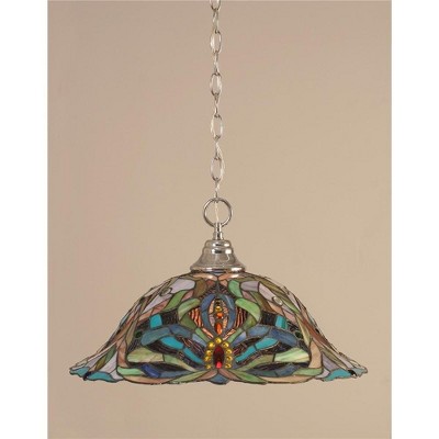 Toltec Lighting Any 1 - Light Pendant in  Chrome with 19" Kaleidoscope Art Glass Shade
