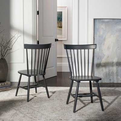 Charcoal Grey Transitional Windsor Side Chair Set