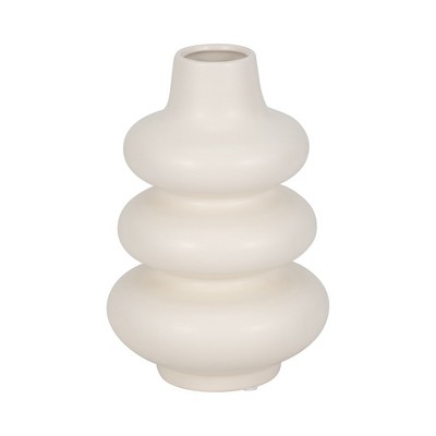 Sagebrook Home 9" Dolomite Stacked Vase Contemporary Abstract Stacked Sphere Cotton White