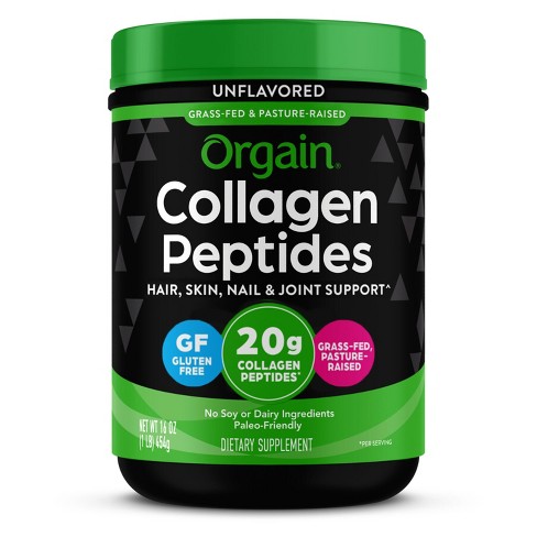 Orgain Unflavored Collagen Peptide Powder for Hair Skin Nail and Joint Support - 16oz - image 1 of 4