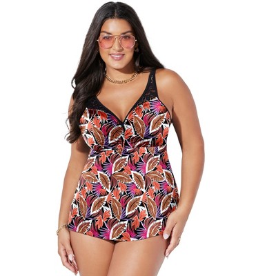 Swimsuits for All Women's Bra Sized Crochet Underwire Tankini Top (Plus Sizes Available)