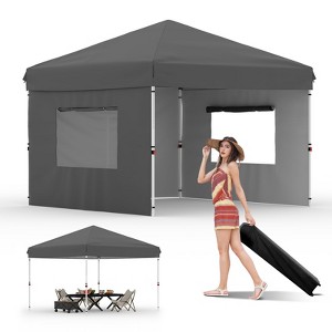 Garvee 10x10 Pop Up Canopy Tent Outdoor Canopy One-Person Set Up Heavy Duty Commercial Instant Tent Shelter, 3-Sidewall+Gray - 1 of 4