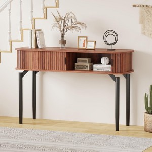 47" Fluted Console Table with Drawers, Narrow Entryway Tables with Storage and Shelves - 1 of 4