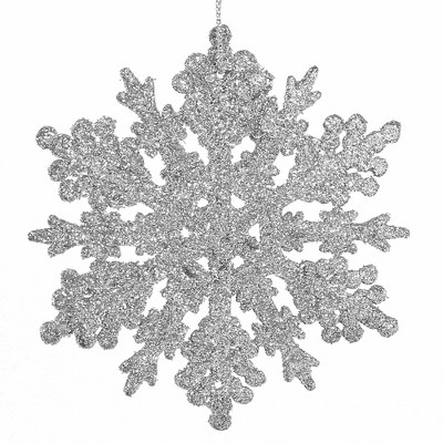 Miniature Silver Glitter Snowflake Ornaments, 7/8'' x 7/8'', Silver / Grey, Craft Supplies from Factory Direct Craft