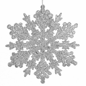 Ornativity Glitter Snowflake Ornaments Set - Silver - 24 Pack - 1 of 4
