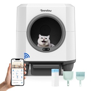 Automatic Self-Cleaning Cat Litter Box with 80L Capacity, Odor Control, APP Control,Washable Design, for Multiple Cats, Includes Mat - 1 of 4