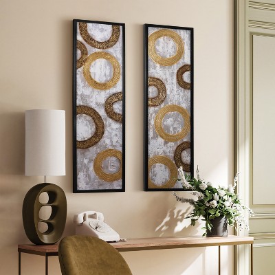 LuxenHome 2-Piece Gold and Brown Metal Abstract Wall Decor Set