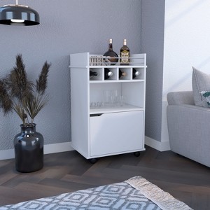 Depot E-Shop Sims 35" H Bar Cart with 2 Shelves, 4 Wine Cubbies, and 1 Cabinet - 1 of 4