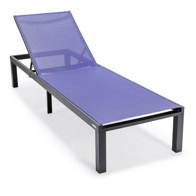 LeisureMod Marlin Patio Chaise Lounge Chair With Black Aluminum Frame Set of 2