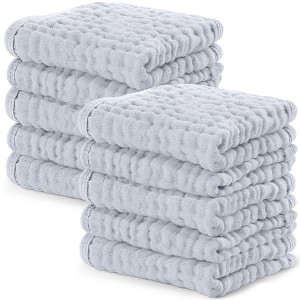 Baby Washcloths Muslin Cotton, Large 10”x10” by Comfy Cubs - 1 of 4