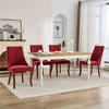 Okak Flocking Linen Dining Chairs Set of 2, Modern Kitchen Chairs with Comfy Fabric Upholstered, Accent Chairs with Curved Solid Wood Legs - 2 of 4