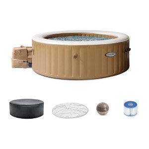 INTEX 28427EP PureSpa Bubble Massage Spa Set: Includes Energy Efficient Spa Cover – 140 Bubble Jets – 6 Person Capacity – 85" x 28" - 1 of 4