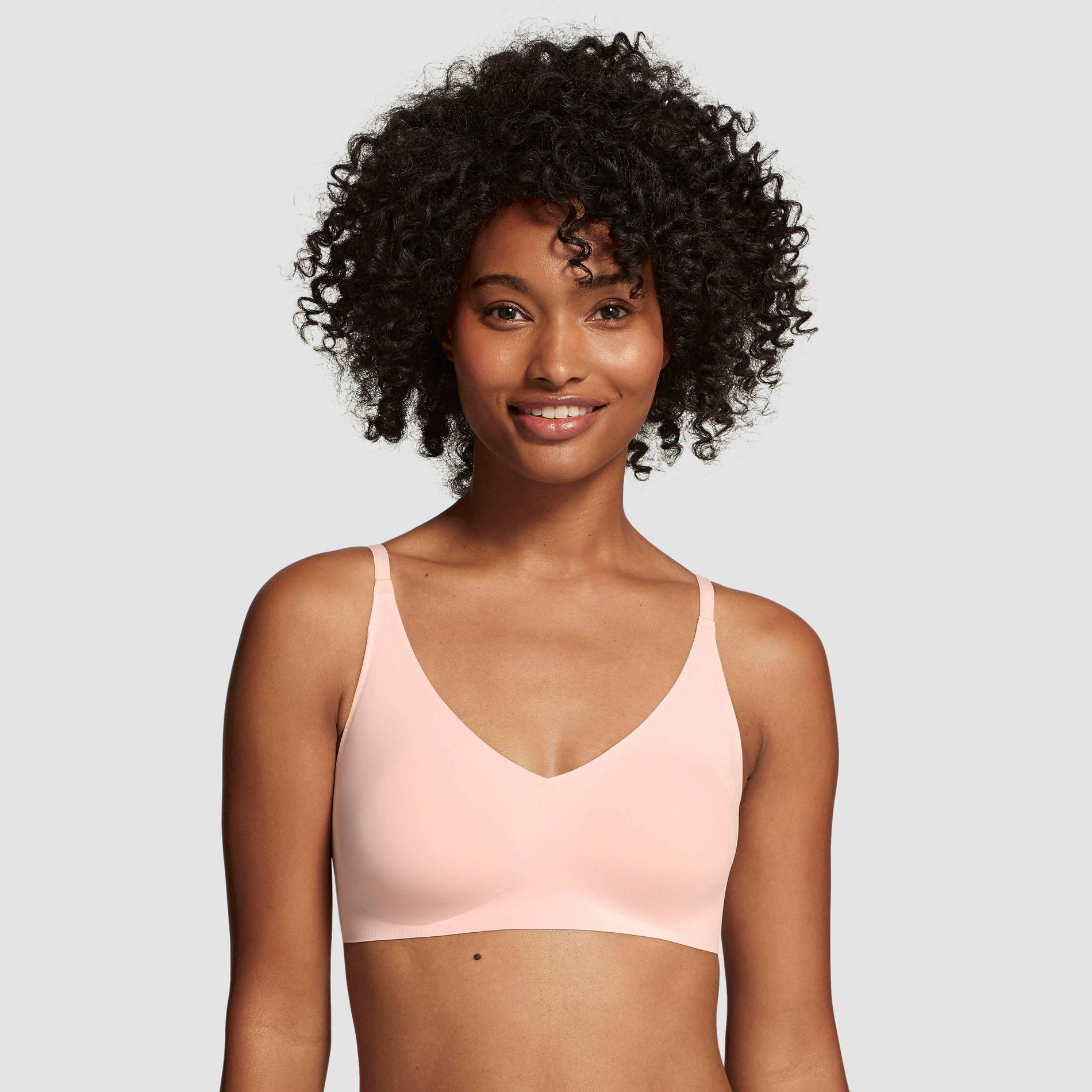 True & Co. True Everybody Women's Adjustable Strap Triangle Bra - Pink S: Wireless, Light Support, Removable Padding