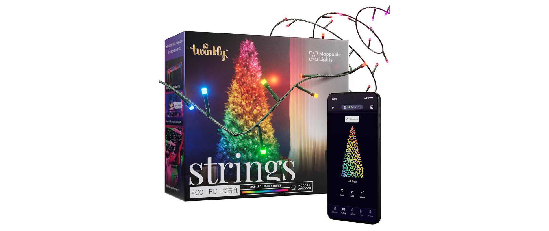 Twinkly LED Micro/5mm Multicolored 400 ct String Christmas Lights 105 ft.