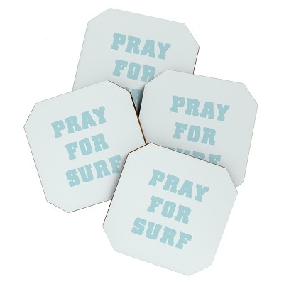 socoart Pray For Surf I Coaster Set - Deny Designs